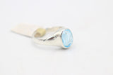 Stg Silver Blue Topaz Ring with Dolphin Etching