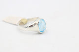 Stg Silver Blue Topaz Ring with Dolphin Etching