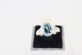 Stg Silver Blue Topaz Ring with Dolphin Etching