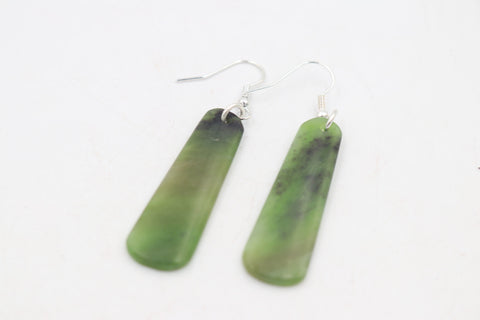 Stg Silver set New Zealand Greenstone Drop Earrings