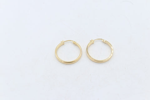 9ct Gold Wide Plain Polished square Hoop Earrings