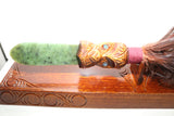 New Zealand Native Wood Taiaha with base and Greenstone Blade